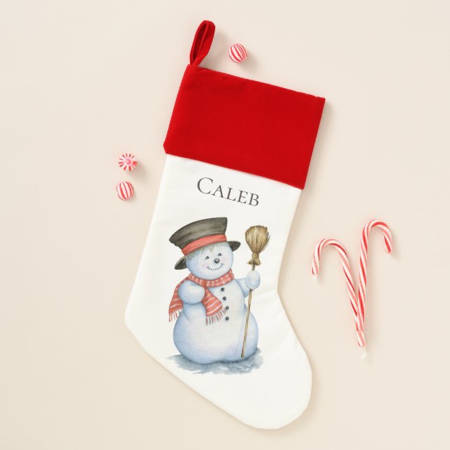 Enchanted Christmas Snowman Personalized Stocking (Front)