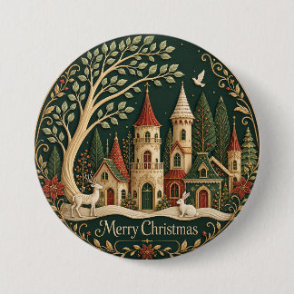 Enchanted Christmas Village in the Evergreen Wood Button