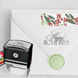 Enchanted Classic Black Elegance Happy Holiday Self-inking Stamp<br><div class="desc">Enchanted Evergreen Elegance Christmas _____________________________ ***this design is part of a collection*** 🌿✨ Introducing "Enchanted Evergreen Elegance: A Botanical Christmas Holiday" collection! Embrace the magic of the season with my exquisite array of modern and elegant holiday delights, inspired by the timeless beauty of nature. Spread joy, share love, and make...</div>