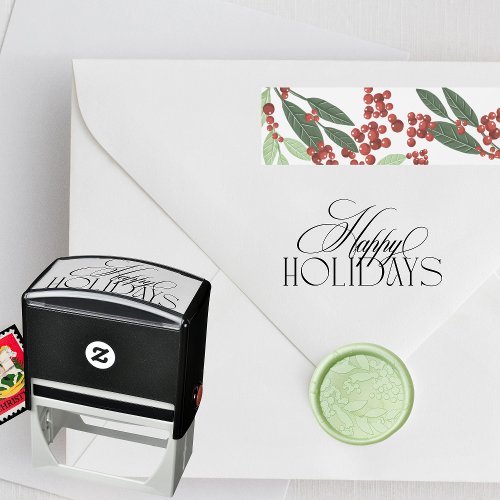 Enchanted Classic Black Elegance Happy Holiday Self_inking Stamp