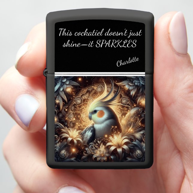 Enchanted Cockatiel in a Luminous Dreamscape 2 Zippo Lighter (In Hand)