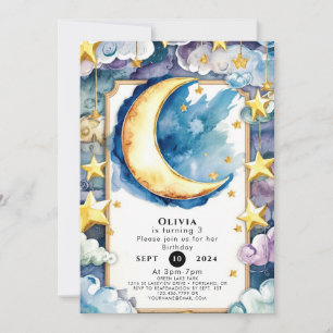 Enchanted Colorful Moon Birthday Invitation