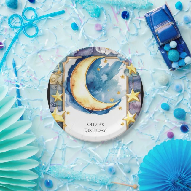 Enchanted Colorful Moon Birthday Paper Plates (Party)