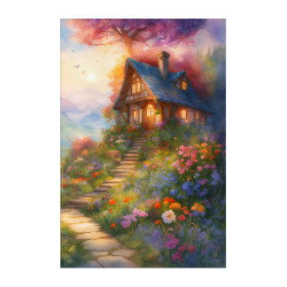 Enchanted Cottage in Bloom Acrylic Print