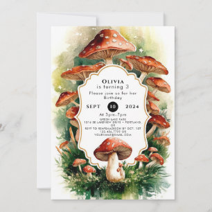 Enchanted Cottage Mushroom Birthday Invitation