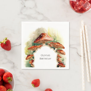 Enchanted Cottage Mushroom Birthday Napkins