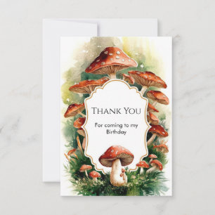 Enchanted Cottage Mushroom Birthday Thank You Card