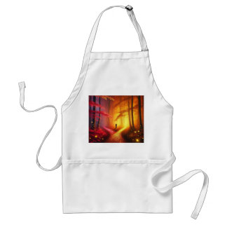 Enchanted Crossroads – Vibrant Autumn Forest Art P Adult Apron
