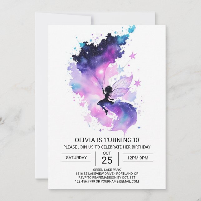 Enchanted Custom Fairy Birthday Invitation (Front)