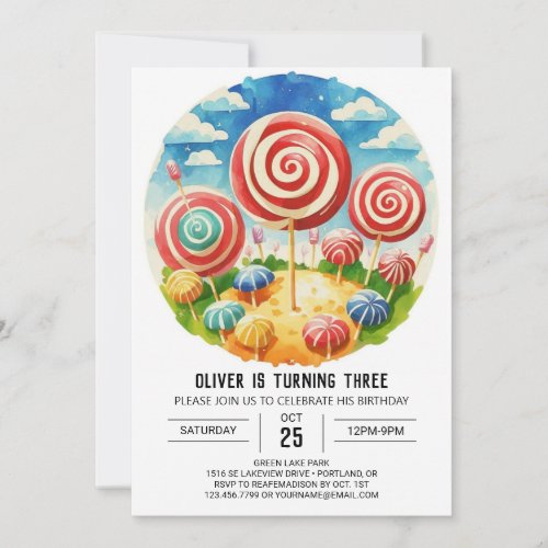 Enchanted Custom Lollipop Birthday Invitation