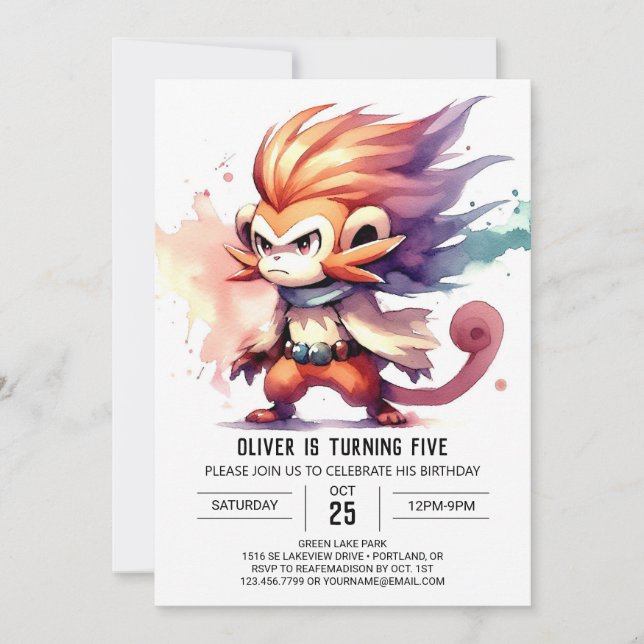 Enchanted Custom Monkey Birthday Invitation (Front)