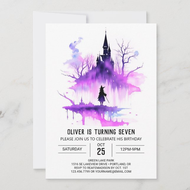Enchanted Custom Wizard Birthday Invitation (Front)