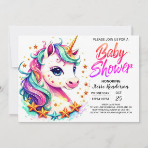 Enchanted Cute Pastel Unicorn Baby Shower Invitation