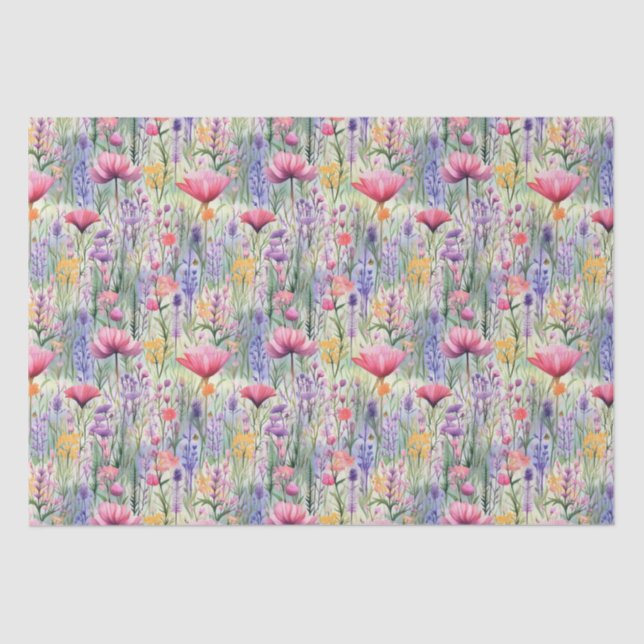 Enchanted Daisy Wildflower Floral Pattern Tissue Paper (Front)