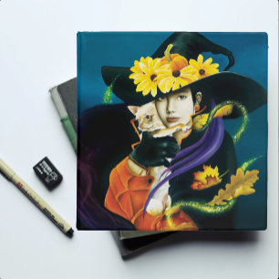 Enchanted Dark Surreal Witch Chihuahua Fantasy 3 Ring Binder