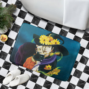 Enchanted Dark Surreal Witch Chihuahua Fantasy Bath Mat
