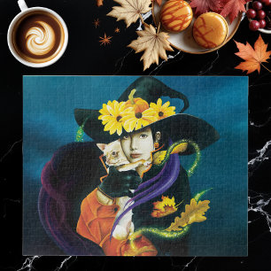 Enchanted Dark Surreal Witch Chihuahua Fantasy Jigsaw Puzzle