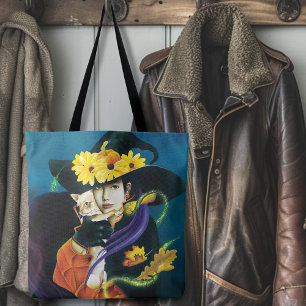 Enchanted Dark Surreal Witch Chihuahua Fantasy Tote Bag