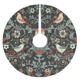 Enchanted Dark Vintage Floral Birds Brushed Polyester Tree Skirt