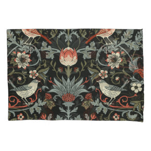 Enchanted Dark Vintage Floral Birds Pillow Case