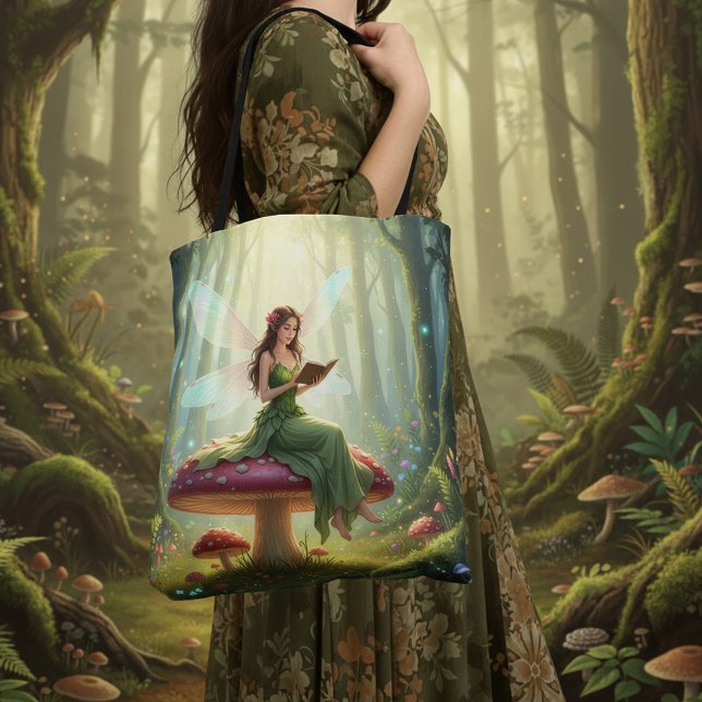 Enchanted Day Fairy Reading a Book Tote Bag (Creator Uploaded)