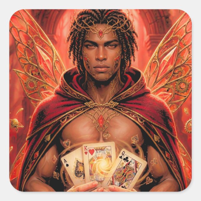 Enchanted Deck Muse Male in Red Square Sticker (Front)