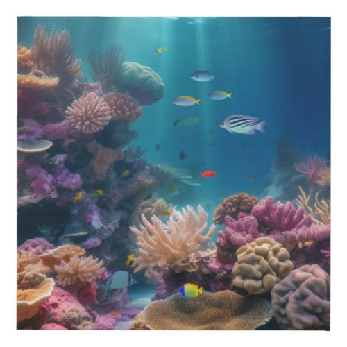 Enchanted Depths Underwater Coral Reef  Faux Canvas Print