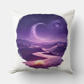 Enchanted Desert Mirage Artwork – Glowing Flowers Throw Pillow