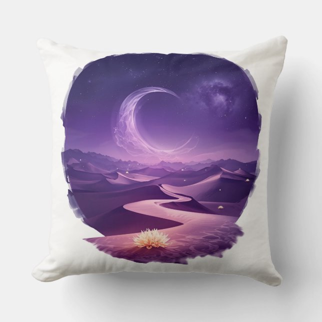 Enchanted Desert Mirage Artwork – Glowing Flowers  Throw Pillow (Front)