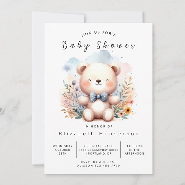 Enchanted Digital Bear Baby Shower Invitation (Front)