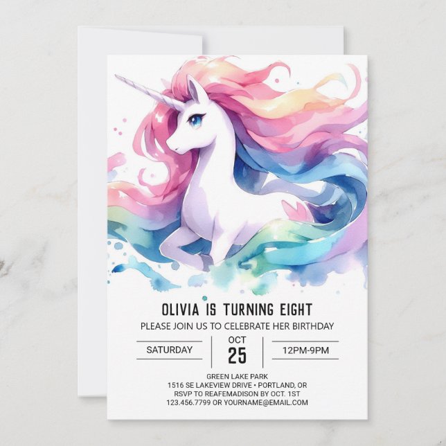 Enchanted Digital Horse Birthday Invitation (Front)