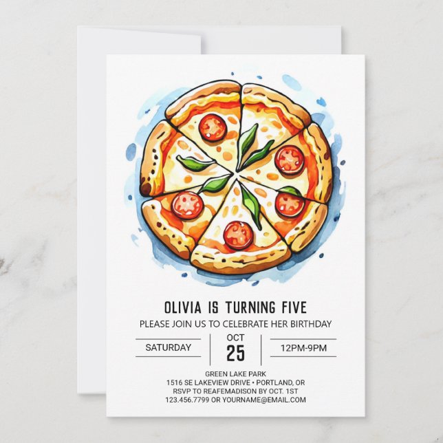 Enchanted Digital Pizza Birthday Invitation (Front)