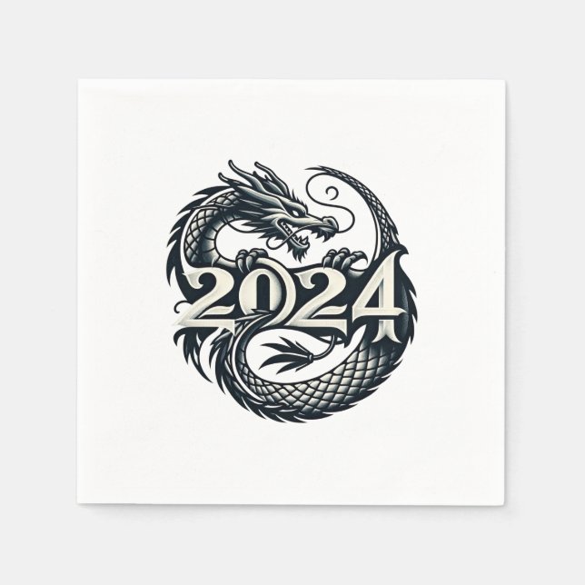 Enchanted dragon embracing 2024 napkins (Front)
