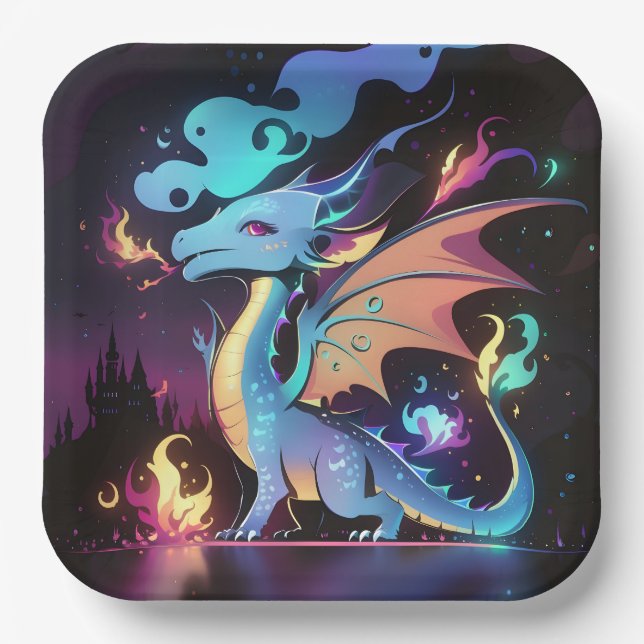 Enchanted Dragon Fire  Paper Plates (Front)