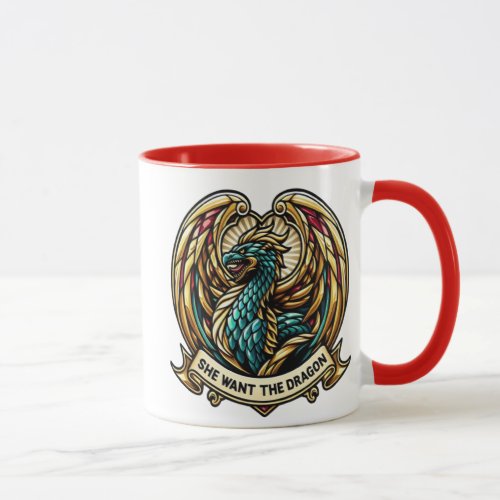 Enchanted Dragon Stain Glass Design Mug