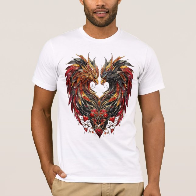 Enchanted Dragon Stain Glass Design T-Shirt (Front)