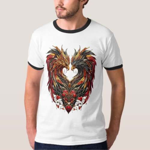 Enchanted Dragon Stain Glass Design T_Shirt