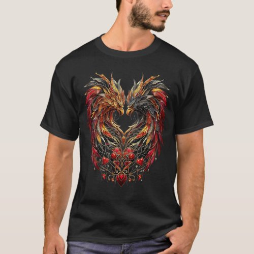 Enchanted Dragon Stain Glass Design T_Shirt