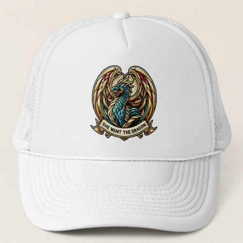 Enchanted Dragon Stain Glass Design Trucker Hat