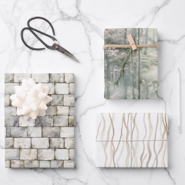 Enchanted Dream Bricks Birthday Wrapping Paper Sheets (Front)