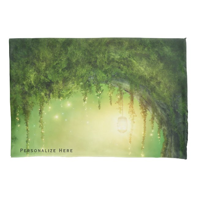 Enchanted Dreamy Forest & Lights Rustic Custom Pillow Case (Front)