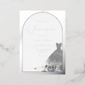 Enchanted Dress Floral Quinceanera Silver Foil Invitation (Standing Front)