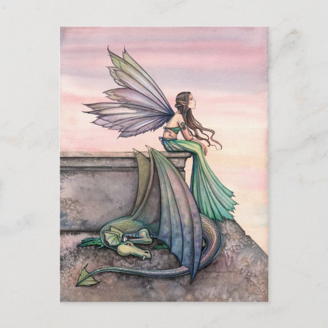 Enchanted Dusk Fairy Dragon Postcard (Front)
