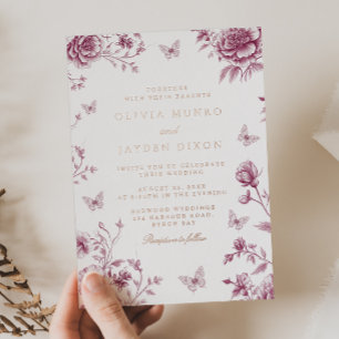 Enchanted Dusty Rose & Rose Gold Wedding Foil Invitation