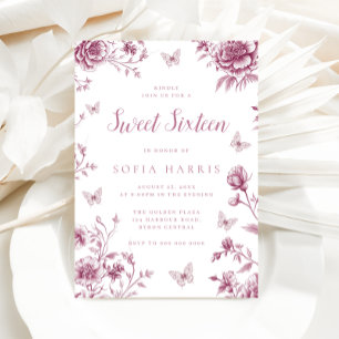 Enchanted Dusty Rose Sweet 16 Birthday Invitation
