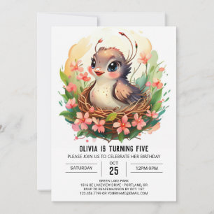  Enchanted Editable Bird Birthday  Invitation