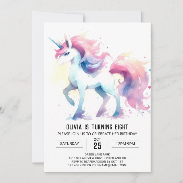 Enchanted Editable Horse Birthday Invitation (Front)