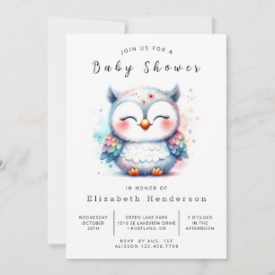 Enchanted Editable Owl Baby Shower Invitation
