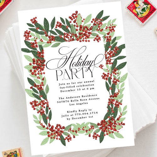 Enchanted Elegance Botanical Christmas Party Invitation