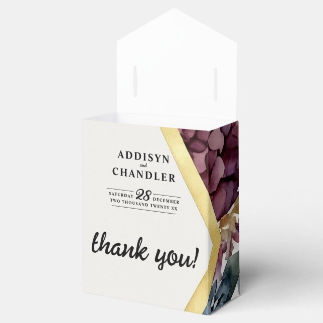 Enchanted Elegance Jewel-Toned Floral Wedding Favor Boxes (Opened)